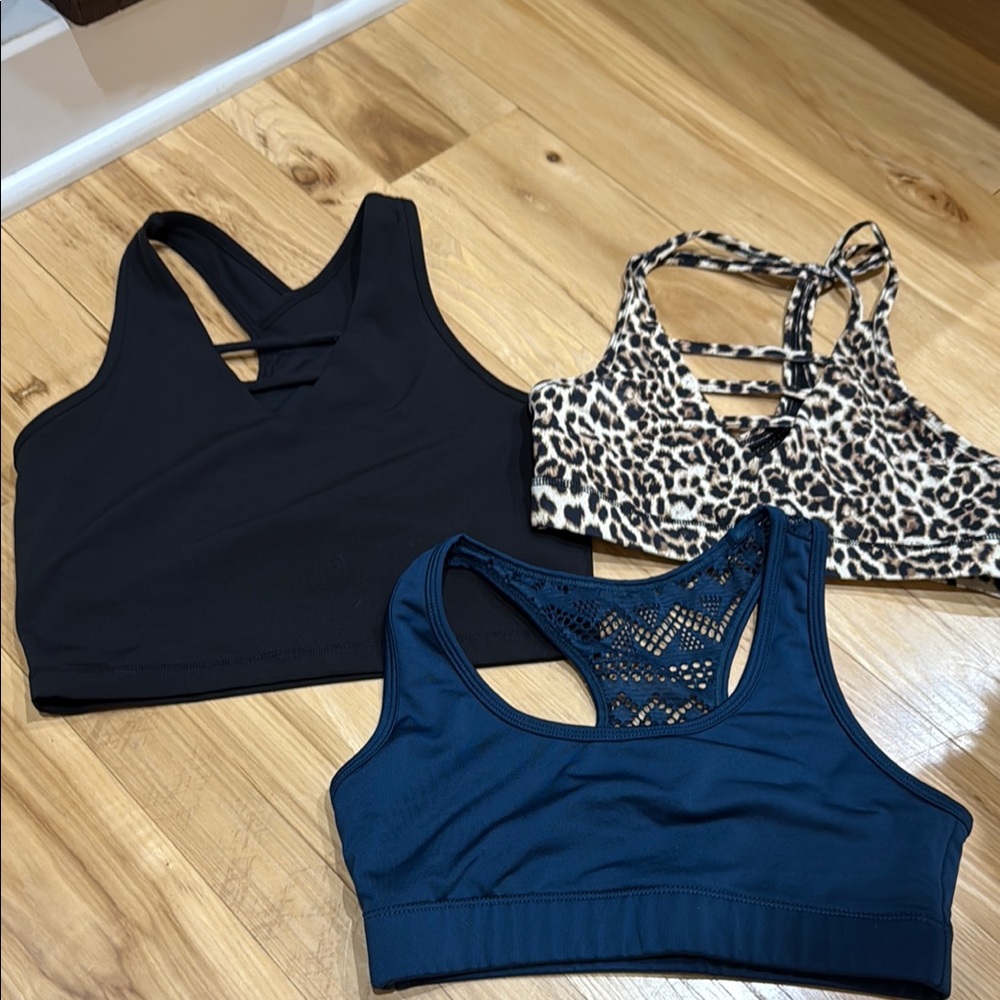 Zyia SportBras - Black, Leopard, and Blue